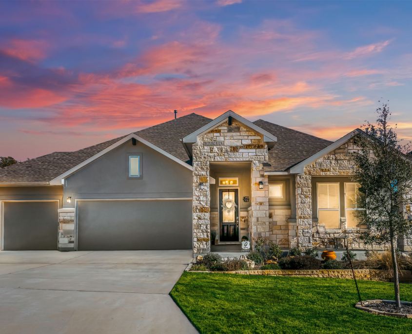 American home at sunset