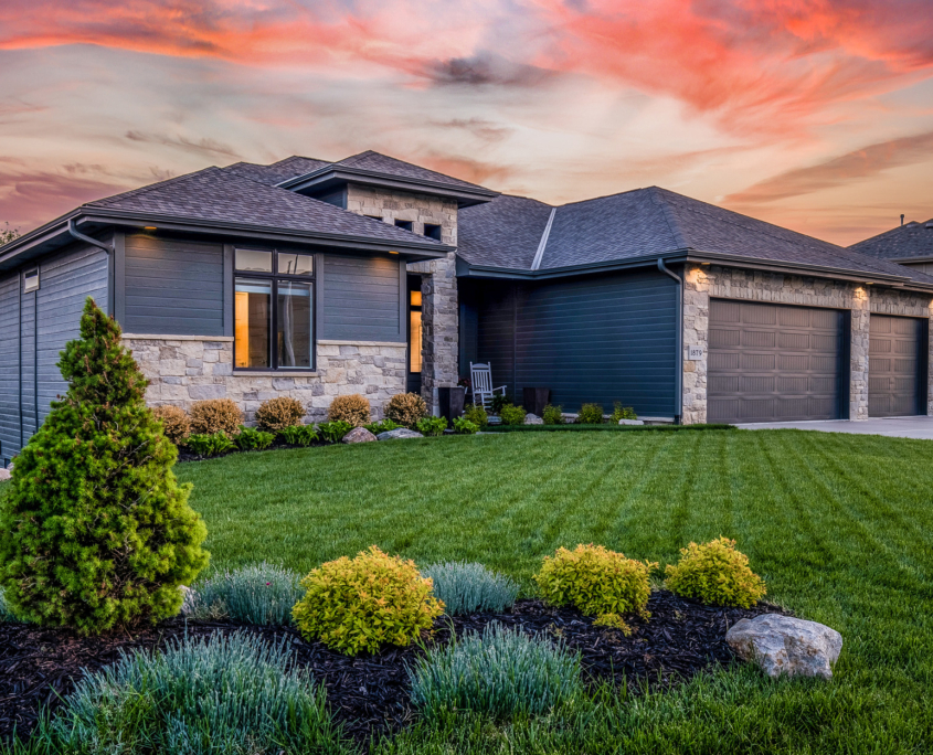 Luxury home during twilight golden hour